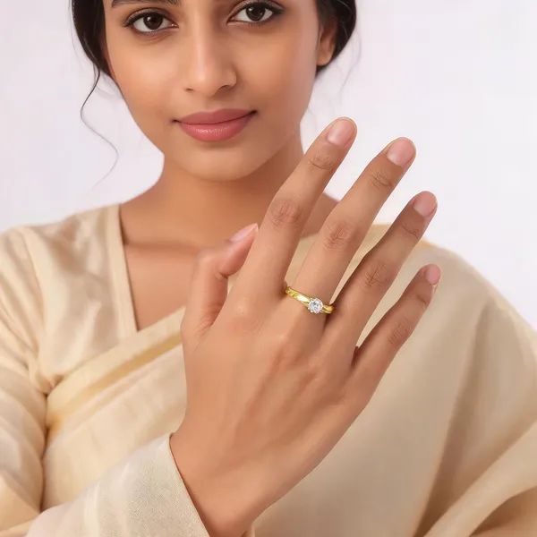 Gold_Tone_Clear_Solitaire_Stone_Band_Ring_For_Women