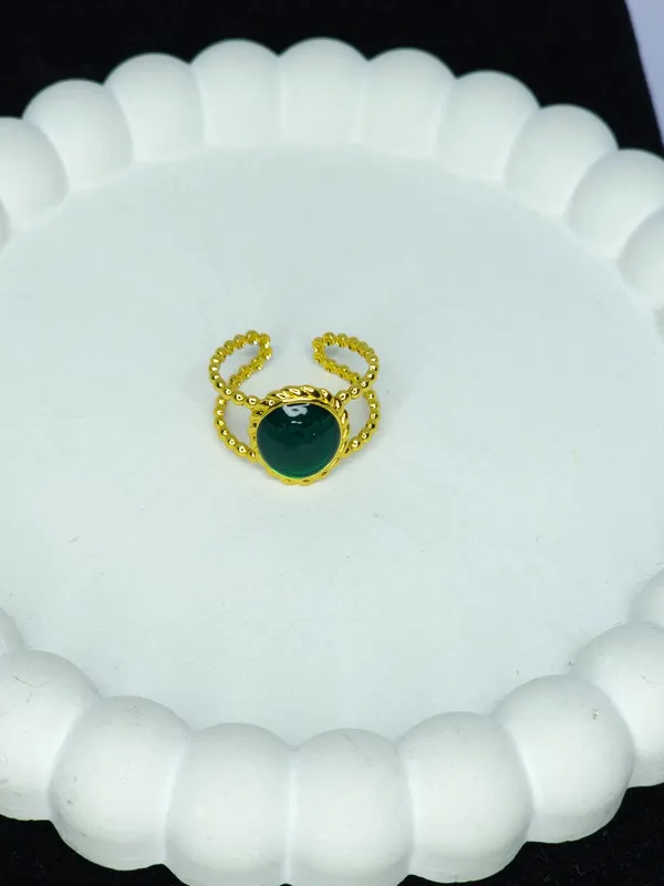 Gold_Tone_Green_Stone_Ring_For_Women