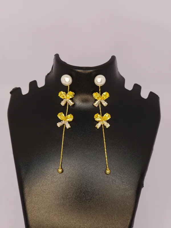 Gold_Tone_Floral_Drop_Earrings_For_Women
