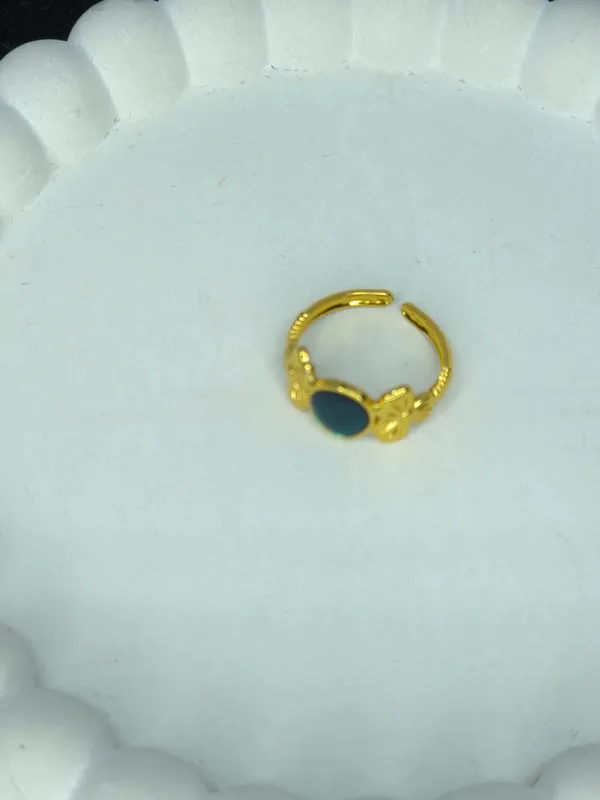 Gold_Tone_Oval_Blue-Green_Stone_Butterfly_Ring_For_Women