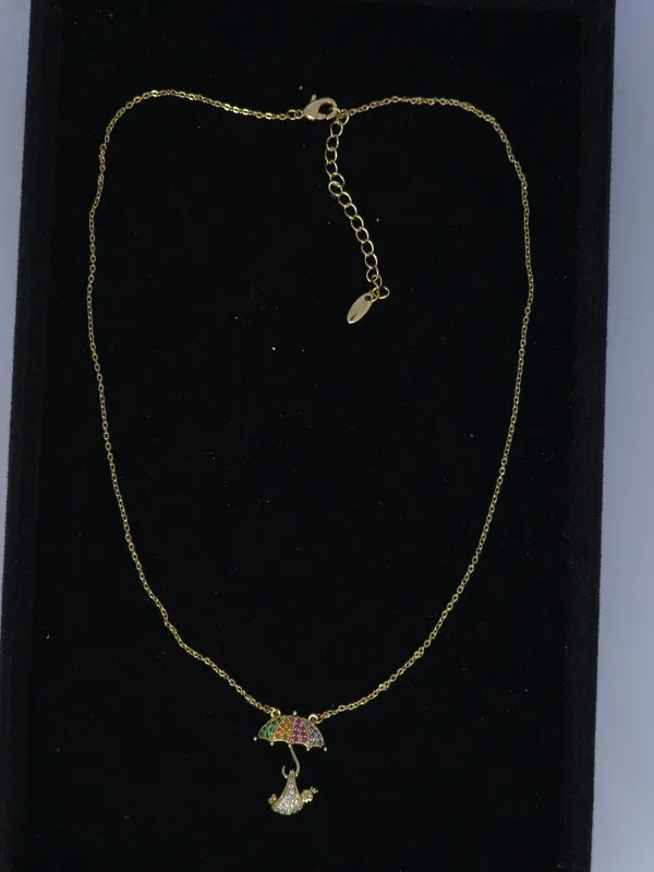 Gold_Tone_Steel_Umbrella_Stone_Pendant_Necklace_For_Women