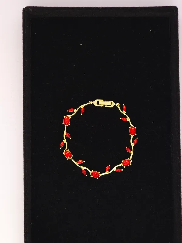 Gold_Tone_Red_Stone_Bracelet_For_Women