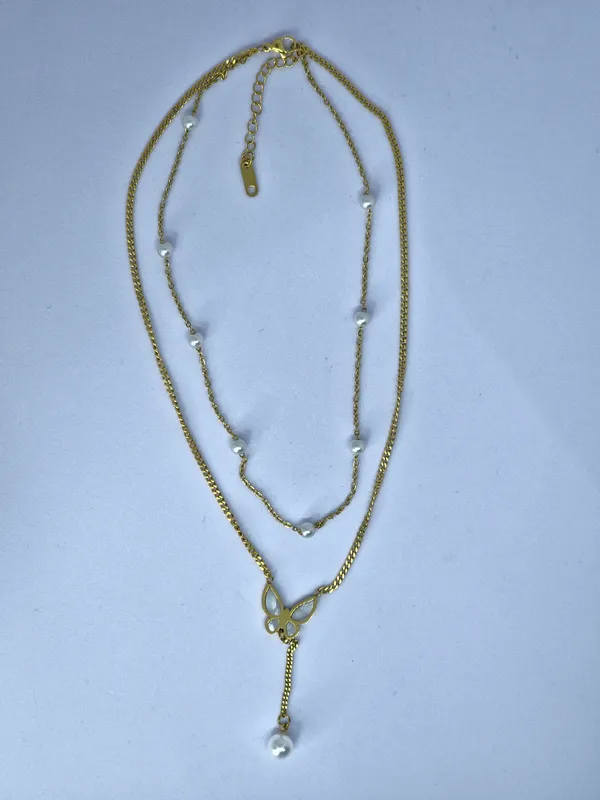 Gold_Tone_Layered_Beaded_Pendant_Necklace_For_Women