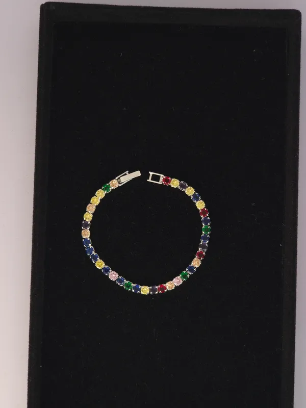 Multicolour_Stone_Gold_Tone_Steel_Link_Bracelet_For_Women