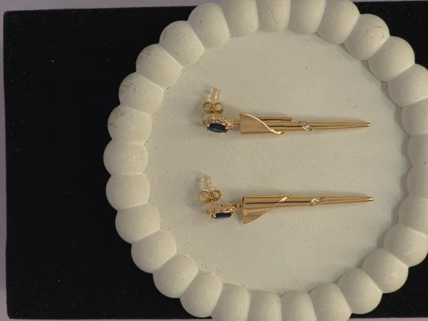 Gold_Tone_Blue_Stone_Drop_Earrings_For_Women