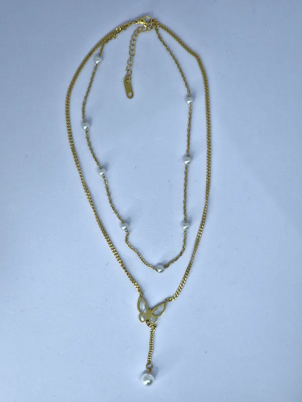Gold_Tone_Layered_Beaded_Pendant_Necklace_For_Women