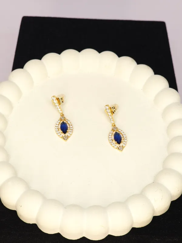 Blue_Gold_Tone_Drop_Earrings_For_Women