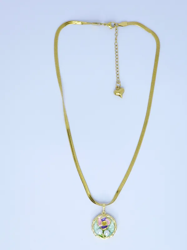 Gold_Tone_Religious_Pendant_Necklace_For_Women
