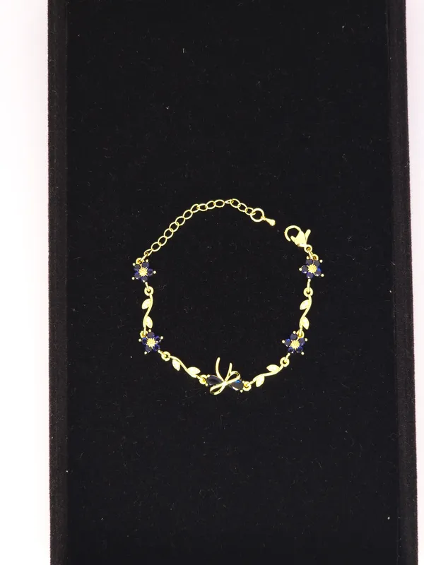 Gold_Tone_Blue_Floral_Butterfly_Bracelet_For_Women