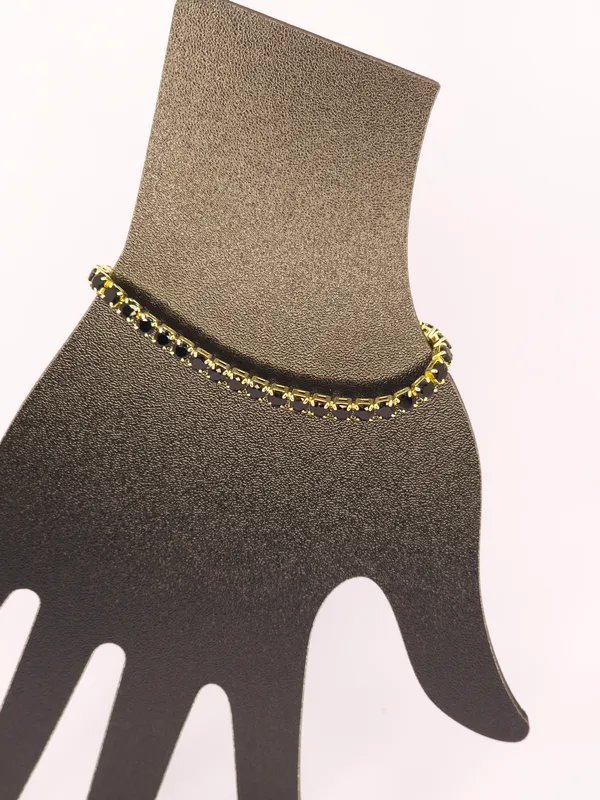 Black_Beaded_Gold_Tone_Bracelet_For_Women