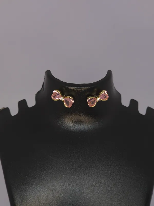 Pink_Stone_Bow_Stud_Earrings