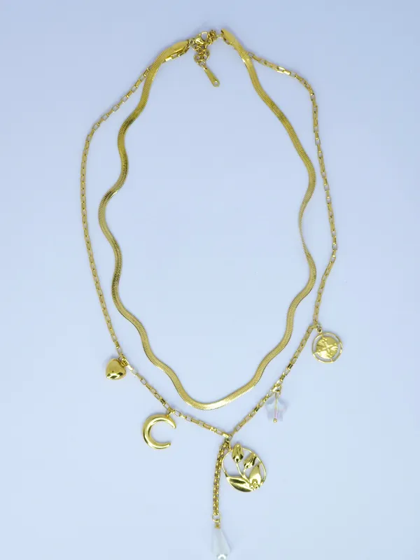 Gold_Tone_Layered_Charm_Necklace_For_Women