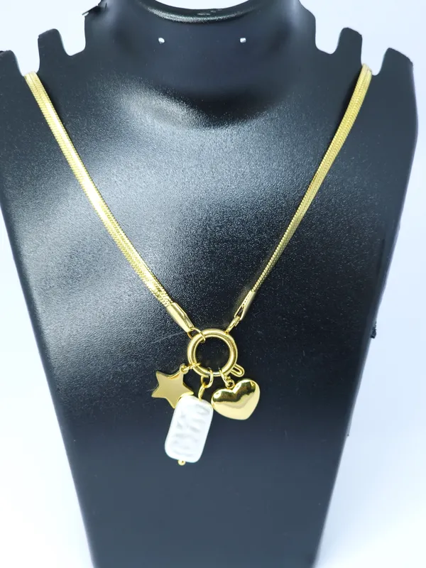 Gold_Tone_Multi_Charm_Star_Heart_Pendant_Necklace_For_Women