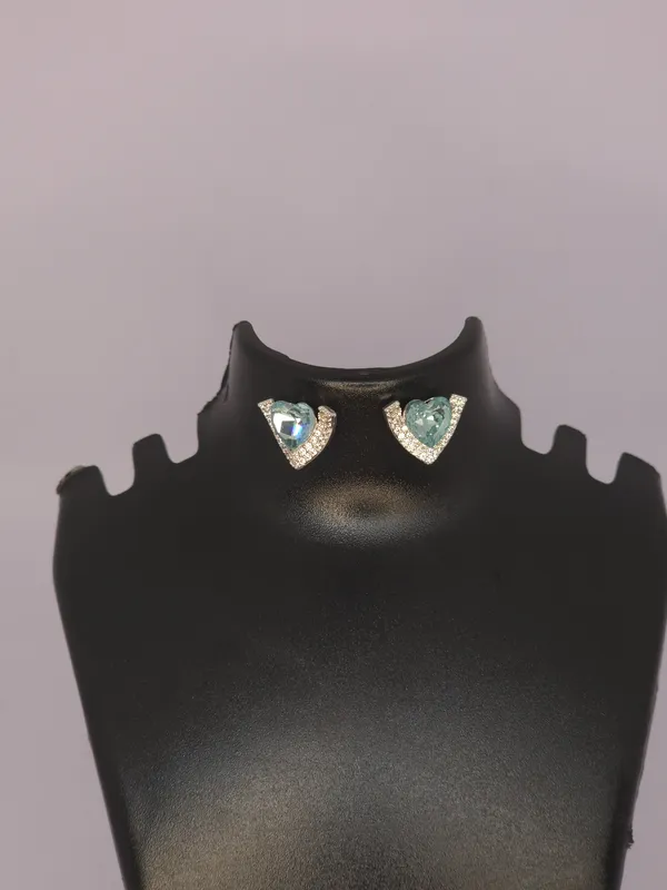 Silver_Tone_Steel_Heart_Aqua_Stone_Stud_Earrings_For_Women