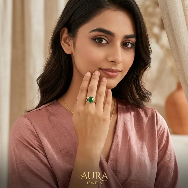 Gold_Tone_Green_Stone_Ring_For_Women