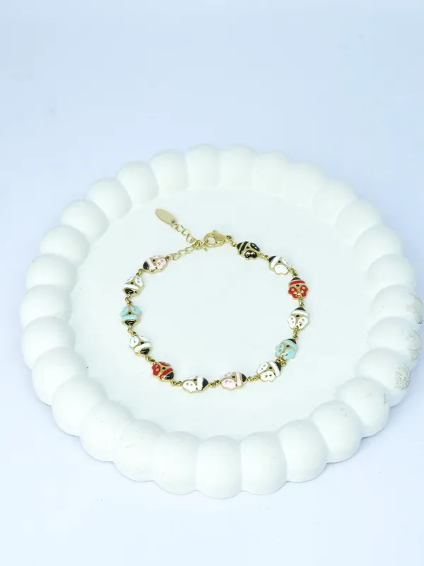 Multicolour_Gold_Tone_Steel_Elephant_Charm_Bracelet_For_Women