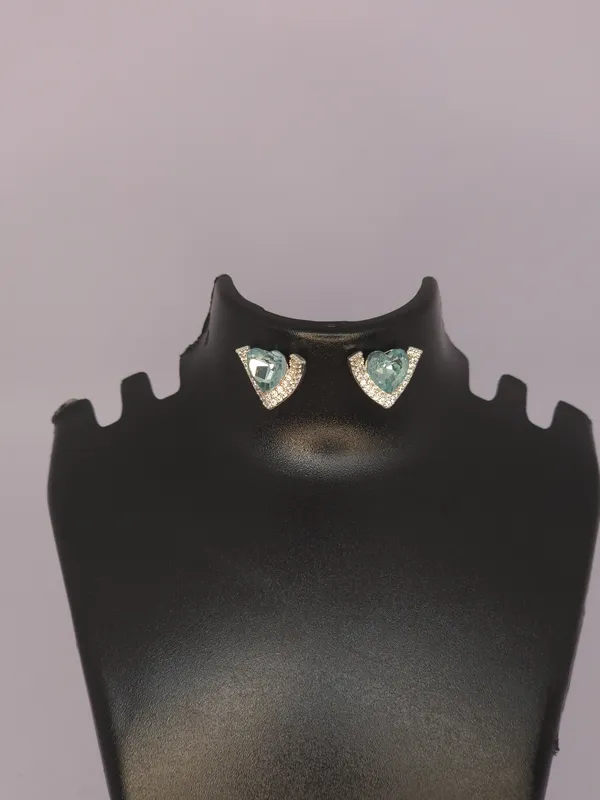 Silver_Tone_Steel_Heart_Aqua_Stone_Stud_Earrings_For_Women