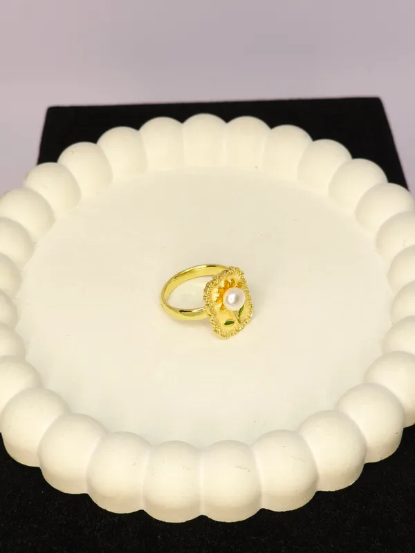 Gold_Tone_Pearl_Floral_Open_Band_Ring_For_Women