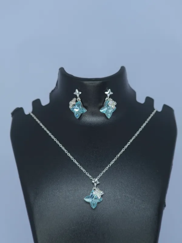 Silver_Tone_Blue_Butterfly_Necklace_And_Earrings_Set