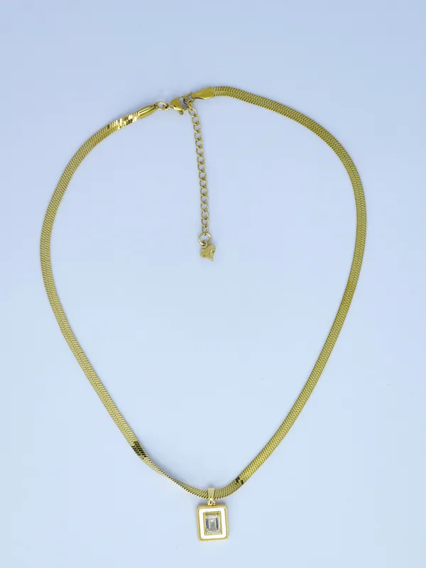 Gold_Tone_Mesh_Chain_Geometric_Pendant_Necklace_For_Women