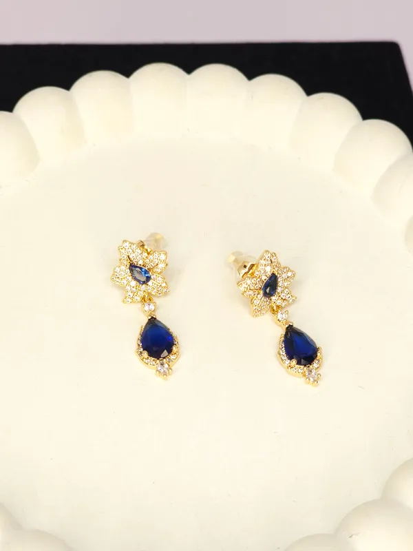 Gold-Tone_Floral_Drop_Earrings_For_Women