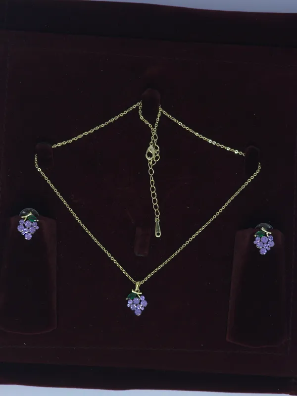 Gold_Tone_Purple_Stone_Necklace_And_Earrings_Set_For_Women