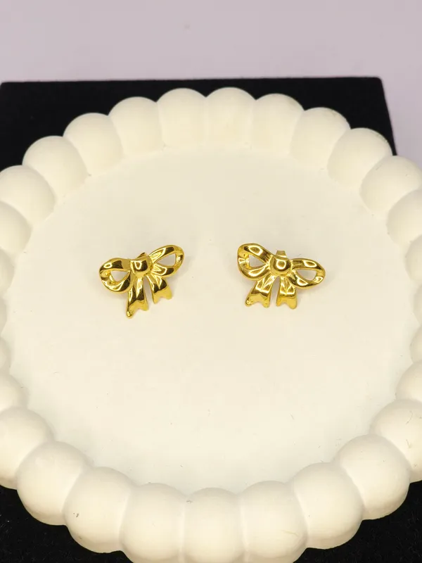 Gold_Tone_Bow_Stud_Earrings_For_Women