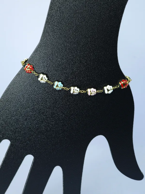 Multicolour_Gold_Tone_Steel_Elephant_Charm_Bracelet_For_Women