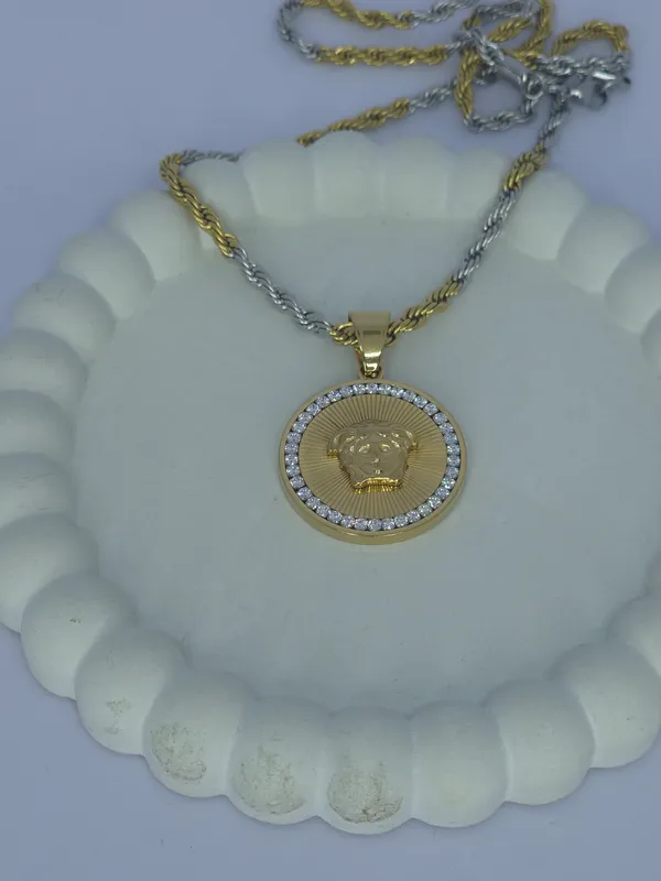 Two_Tone_Lion_Pendant_Necklace_For_Men