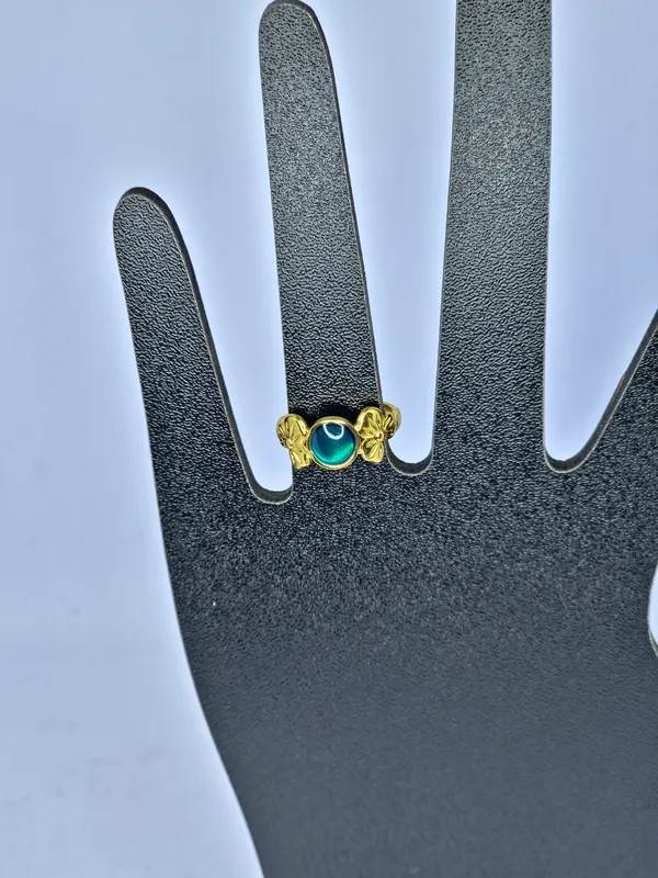 Gold_Tone_Oval_Blue-Green_Stone_Butterfly_Ring_For_Women