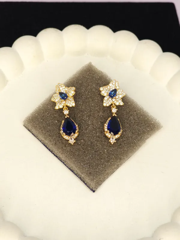 Gold-Tone_Floral_Drop_Earrings_For_Women