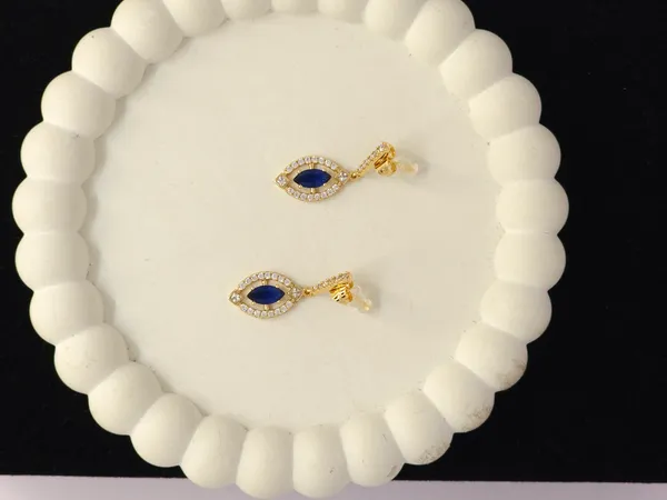 Blue_Gold_Tone_Drop_Earrings_For_Women