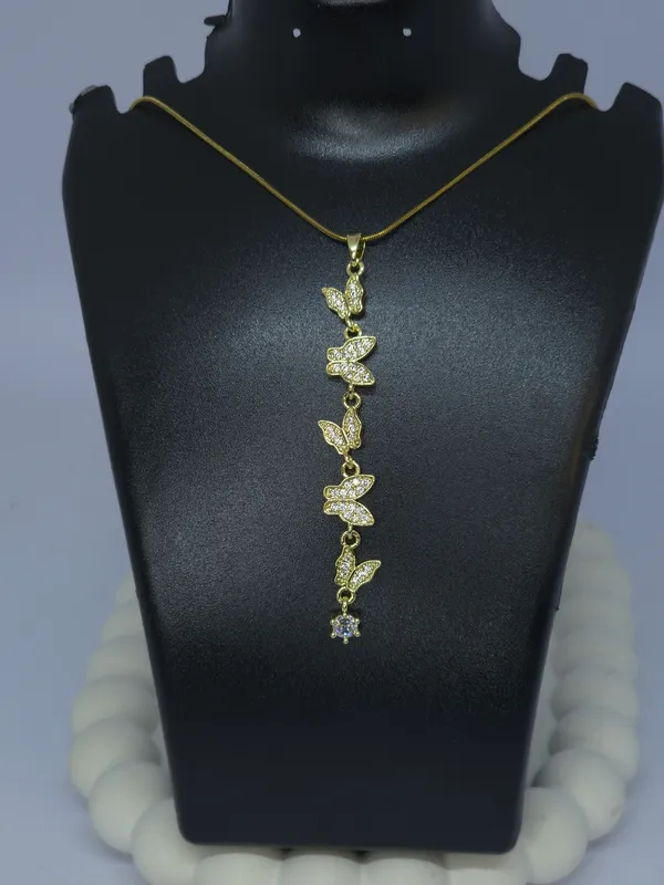 Gold_Tone_Steel_Layered_Butterfly_Pendant_Necklace_For_Women
