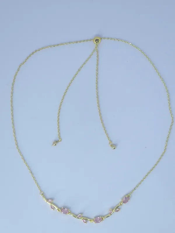 Gold_Tone_Pink_Stone_Necklace_For_Women