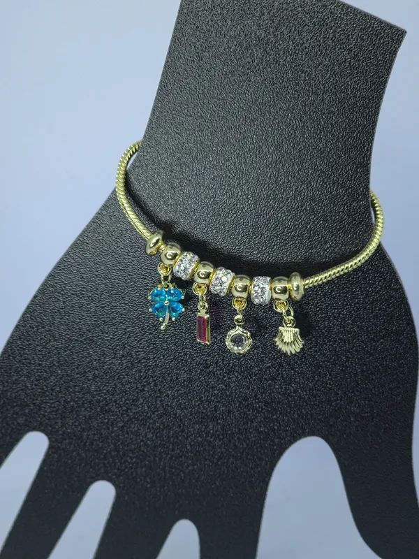 Gold_Blue_Tone_Steel_Multicharm_Pandora_Bracelet_For_Women