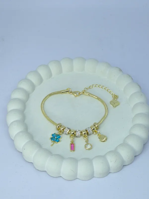 Gold_Blue_Tone_Steel_Multicharm_Pandora_Bracelet_For_Women