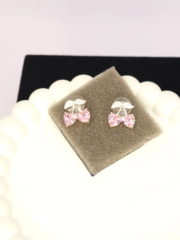 Pink_Cherry_Design_Stud_Earrings_For_Women