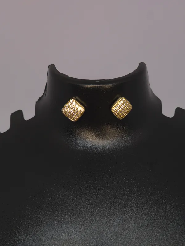 Gold_Tone_Square_Stud_Earrings_For_Women