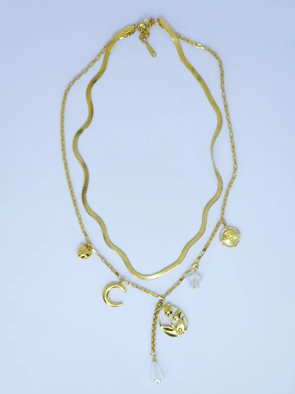 Gold_Tone_Layered_Charm_Necklace_For_Women