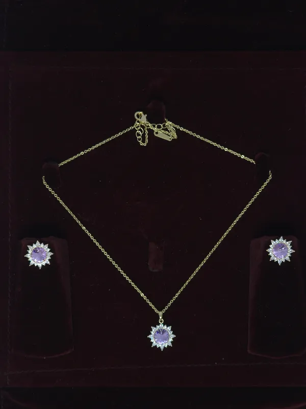 Gold_Tone_Lavender_Stone_Necklace_And_Earrings_Set