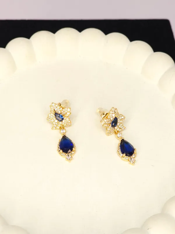 Gold-Tone_Floral_Drop_Earrings_For_Women
