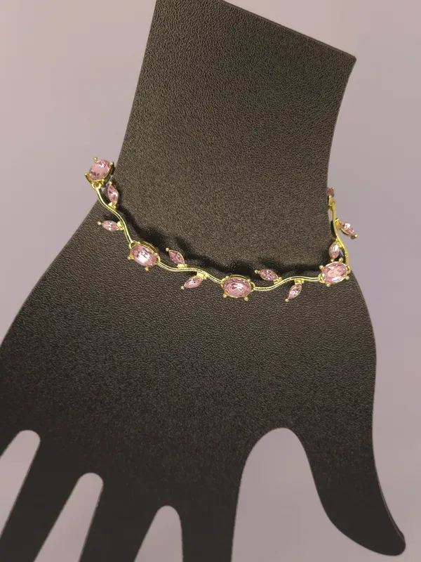 Pink_Stone_Gold_Tone_Floral_Necklace_For_Women