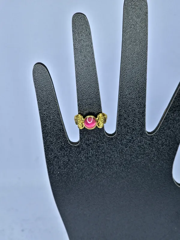 Gold_Tone_Pink_Stone_Floral_Ring_For_Women