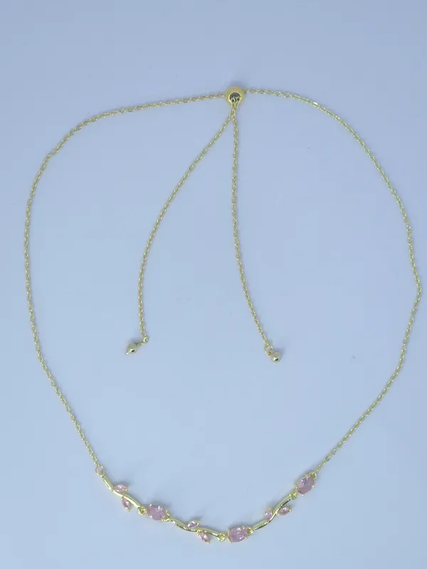 Gold_Tone_Pink_Stone_Necklace_For_Women