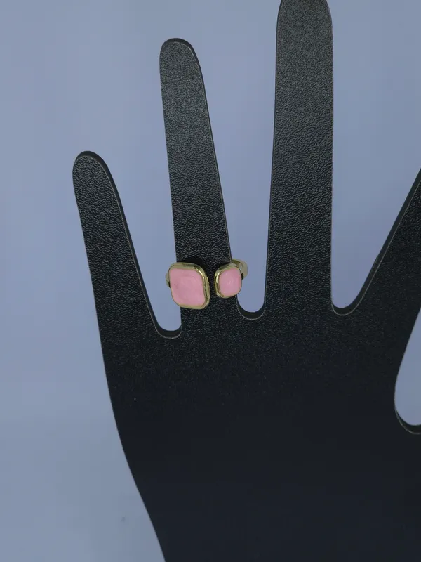 Gold_Tone_Pink_Stone_Adjustable_Open_Band_Ring_For_Women