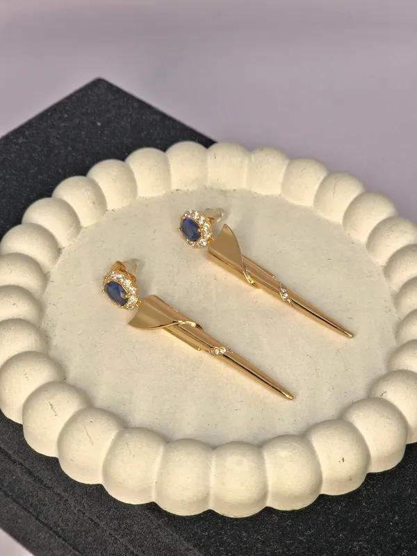 Gold_Tone_Blue_Stone_Drop_Earrings_For_Women