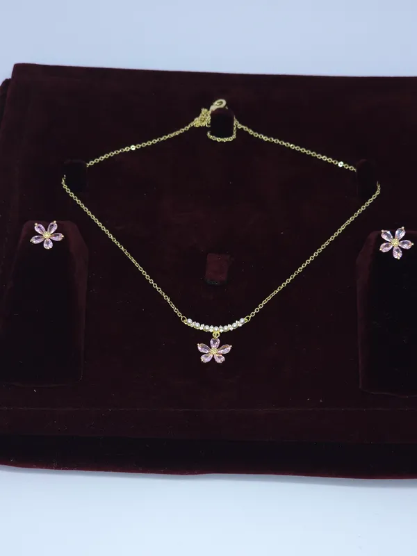 Pink_Floral_Stone_Necklace_Set_For_Women