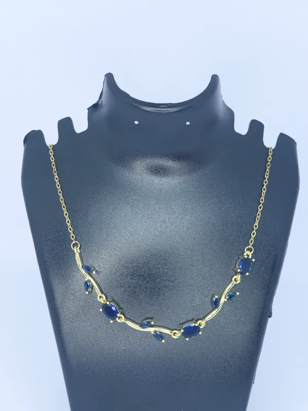 Blue_Gold-Tone_Stone_Necklace_For_Women