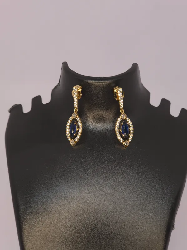 Blue_Gold_Tone_Drop_Earrings_For_Women