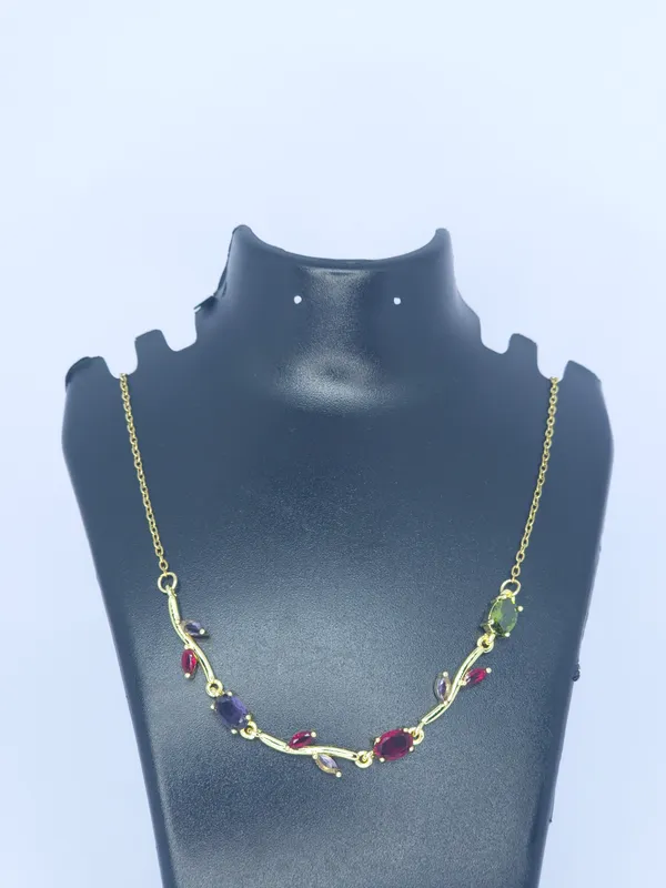 Gold_Tone_Multicolor_Stone_Necklace_For_Women